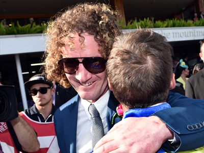 Trainer Ciaron Maher (left) and Damien Oliver.